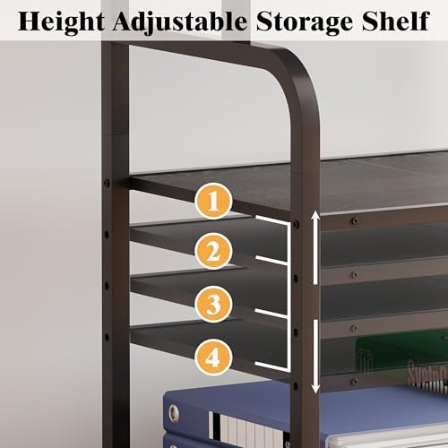 Unionly Large Rolling Printer Stand with Height Adjustable Shelf and Wheels - Image 7