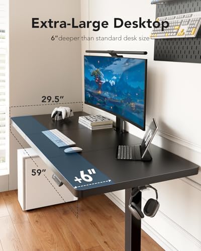 HUANUO 60 x 30 Inch Large Electric Standing Desk, Brushless Motor, Black - Image 4