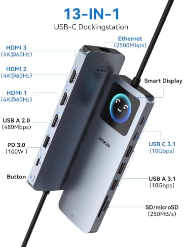 MOKiN USB C Docking Station 3 HDMI, Laptop Dockingstation Triple Display - Image 2