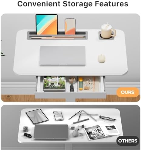 28" Mobile Standing Desk with Drawer, Portable Laptop Desk (Pack of 2) - Image 3