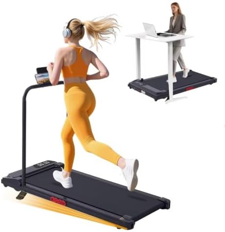 KASSADIN Electric Walking Pad Treadmill with Handle Bar Incline for Home, Portable Walking Pad Treadmill with Handles for Home Small, 3.0HP Mini Under Desk Treadmill for Exercising, 0.6-7.6MPH, 350LB by Kassadin