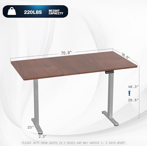 VIVO Dark Walnut 71 x 36 in Standing Desk, DESK-KIT-E2G7D-36 - Image 3