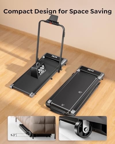 Acezoe Walking Pad Treadmill with Incline, 2 in 1 Foldable Treadmills for Home Small Office, 300lbs Portable Compact Under Desk Treadmill with App, Remote Control and LED Display - Image 6