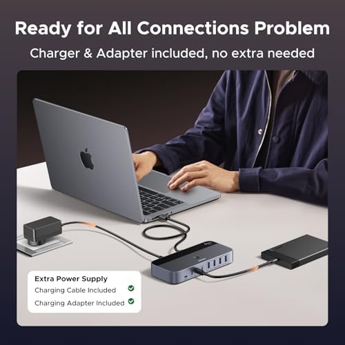 UGREEN 2-in 7-Out USB 3.0 Switch, USB Switcher for 2 Computers Sharing USB A & C Devices (4USB-A + 3USB-C), USB Switches Sharing Keyboard and Mouse with Controller, USB-C Male Adapter, Power Adapter - Image 5