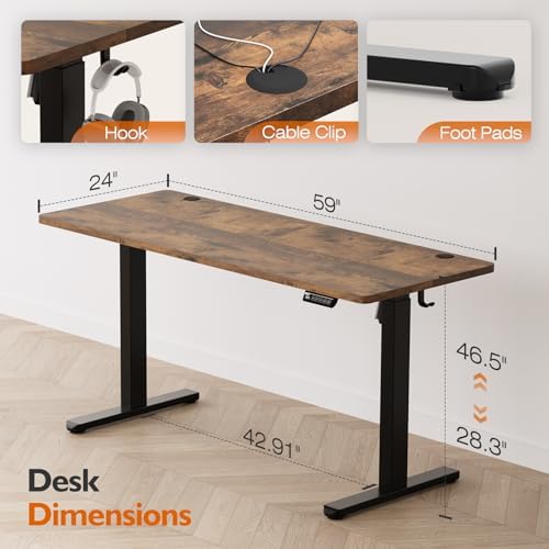Monomi 59"x24"Electric Standing Desk Adjustable Height Computer Desk - Image 2