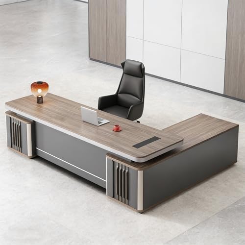 L Shaped Executive Desk with Drawers & Storage, Modern Wood Executive Office Desk Computer Table for Home Office Furniture Setup, Management Workstation for Workplace or Office(F-Left, L3.2M/126IN) by Unknown