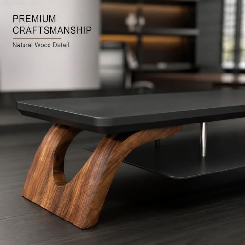 42.5''Dual Monitor Stand Riser for 2 Monitors with Acacia Wood, Black - Image 4