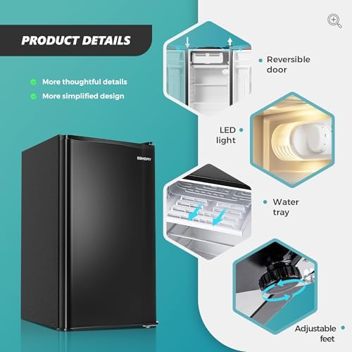 EUHOMY 3.2 Cu.Ft Mini Fridge with Freezer, Compact Refrigerator for Dorm - Image 5