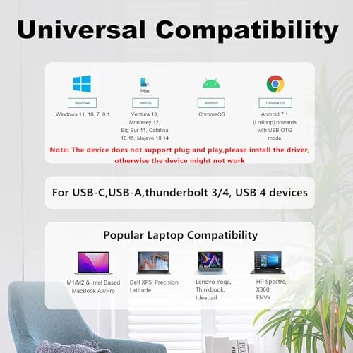 WAVLINK HDMI Splitter Extended Display for Dual Monitor, USB A or USB-C to Dual HDMI Adapter, Multi-Monitor Display 3 Separate Screens for Windows and macOS,4K30Hz,1080p@60Hz - Image 2