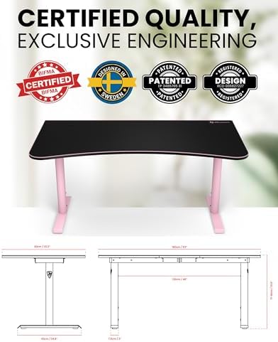 Arozzi Arena Ultrawide Curved Gaming Desk Pink - Image 4