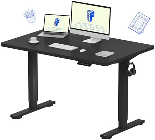 FLEXISPOT EN1 One-Piece Standing Desk, Electric Adjustable with 4 Memory Presets, 176 LBS Capacity, Stable & Quiet, Seamless Desktop for Home Office & Dual Monitors, 48"x30" Black by Unknown
