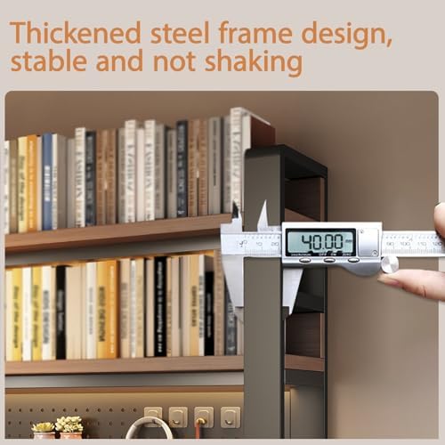 Desk Shelf Organizer for Top of Desk – Desktop Bookshelf with Pegboard & Storage Accessories, Adjustable Hutch for Dorm or Office, Steel Frame Display S White frame + natural wood board 37.4*9.8*26in - Image 6