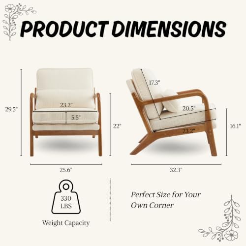 Karl home Mid-Century Modern Accent Reading Chair, Beige - Image 2