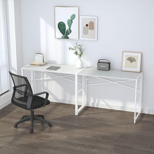 Lutown-Teen Folding Desk 40 inch No Assembly Required, White - Image 6