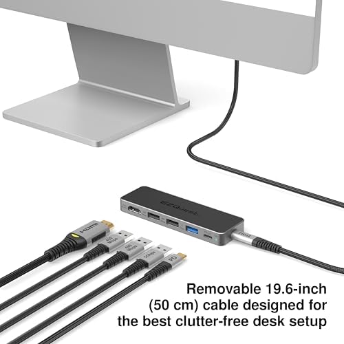 USB-C 5-in-1 Hub Pro Series: 4K 60Hz HDMI, 100W PD Charging, USB 3.0 Data, 20" Detachable Cable. Multiport Adapter for MacBook - Image 6