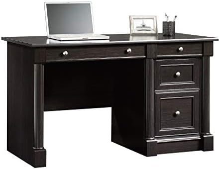 Sauder Palladia Computer Desk with Drawers, Home Office Desk with File Cabinet Storage Drawer, Cable Management, Keyboard Tray, in Wind Oak Finish - Image 5