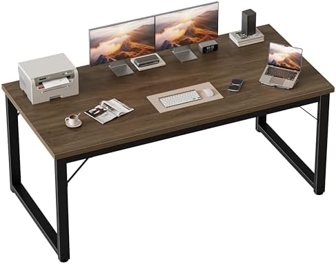 Mericonia 54 Inch Computer Desk, 1" Thick Large Office Table, Walnut by MERICONIA