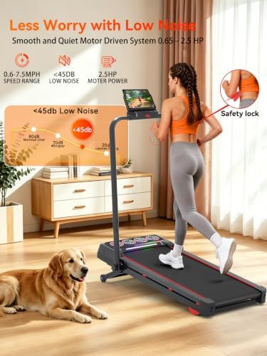 Walking Pad Treadmill with 15% 12-Level Auto Incline& Handle Bar, Ecogou 2.5HP Quiet Under Desk Treadmill,450 lbs Capacity UI Screen & Remote Control, Compact Treadmills for Home Hiking - Image 3