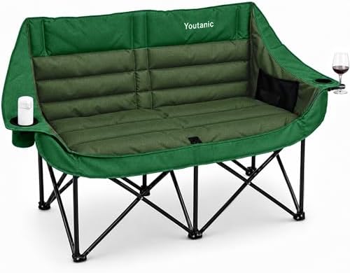 Youtanic Oversized Double Camping Chair, Folding Loveseat Camping Couch by Youtanic