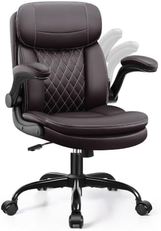 Leather Office Chair, Computer Desk Chair with Dual Back Support by StellaMia