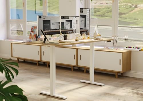 Claiks Electric Height Adjustable Standing Desk, 63x24 Inch, Nature - Image 2