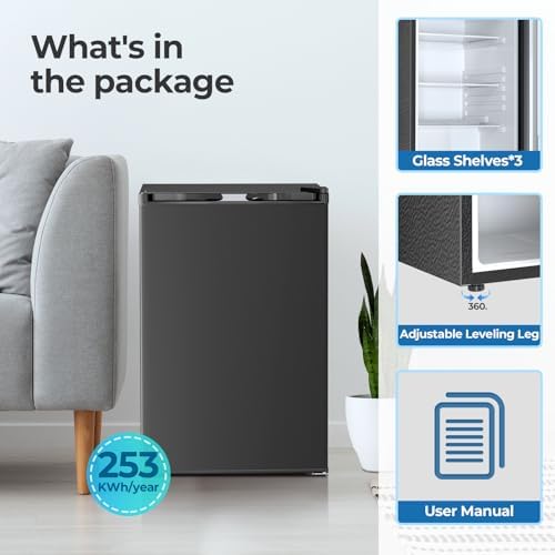 Electactic Compact Refrigerator 4.4 Cu.ft Mini Fridge, Single Door Refrigerator with Adjustable Temperature Settings, Low Noise, for Bedroom, Office, Dorm Black - Image 6
