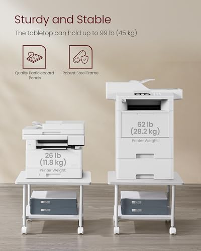 VASAGLE 2-Tier Printer Stand with Locking Wheels, Under Desk Printer Table - Image 4