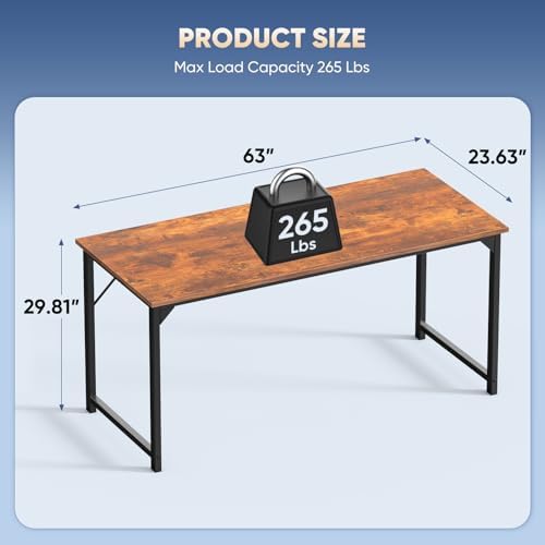 DUMOS 63 Inch Small Computer Desk, Gaming Desks for Home Office Bedroom - Image 3