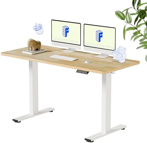 FLEXISPOT 55" x 24" Solid Wood Standing Desk, White Frame by Unknown