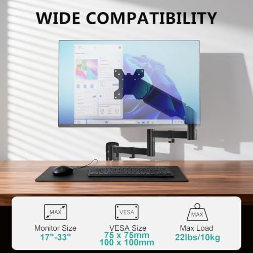 WALI Long Arm Monitor Wall Mount for 17-33 inch Screens, up to 22lbs - Image 3