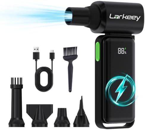 Compressed Air Duster - 180000RPM Powerful Electric Air Duster, 12 Gear Adjustable Cordless Air Blower, Rechargeable Air Dust Cleaner for Keyboard, Computer, Home, Outdoor, Car by BuyitnowwithLarkeey