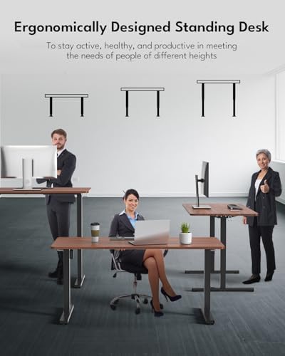 Large Electric Standing Desk, Gaming Desk, 55 x 24 Inch, Walnut - Image 3