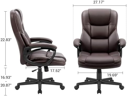 Furmax Office Executive Chair High Back Adjustable Managerial Home Desk Chair, Swivel Computer PU Leather Chair with Lumbar Support (Brown) - Image 3