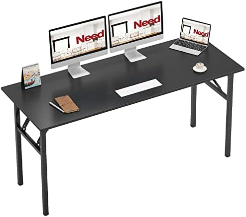 Need Office Computer Desk 62 Inch Sturdy Folding Laptop Table Black by Need