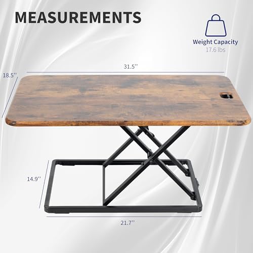 VIVO Vintage Brown 32 in Single Top Standing Desk Converter, DESK-V032JN - Image 3