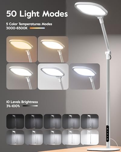 LitONES Tall LED Desk Lamps Home Office, Edge-Lit Eye-Care, 50 Light Modes - Image 4