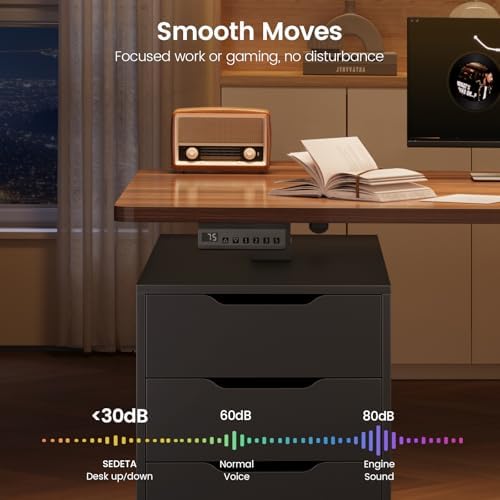 SEDETA Electric Standing Desk with 6 Drawers, 55" Adjustable Stand up Desk with Storage, Computer Desks with Power Outlets for Home Office, Black - Image 6