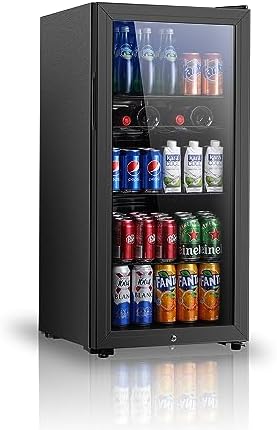 Saeoola Beverage Refrigerator, 4.5 Cu.ft Mini Fridge with Double Glass Door, Cooler for Soda, Beer or Wine for Home, Office or Bar with Adjustable Removable Shelves (Black) by Saeoola
