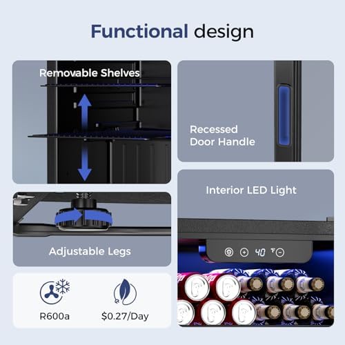 Feelfunn 1.7 Cu.Ft Beverage Refrigerator Cooler - 68 Can Mini Fridge - Image 7
