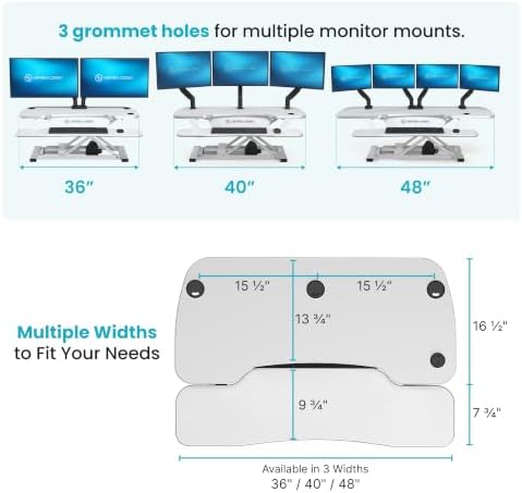 VERSADESK PowerPro 48 Inch Electric Standing Desk Converter – Push-Button Height Adjustable Sit to Stand Desk Riser for Multiple Monitors – Motorized Desktop Workstation with Wide Keyboard Tray, White - Image 2