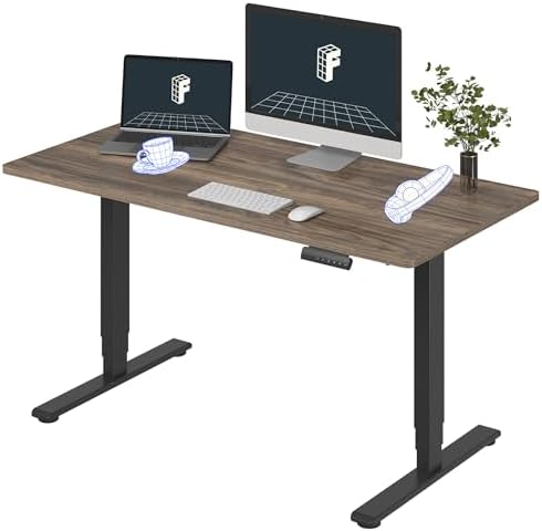 FLEXISPOT E6 3-Stage Dual Motor Electric Standing Desk 55 x 28 Sit Stand Up Desk, Holds 220 lbs, Adjustable Height w/Memory Presets, One-Piece Brown Wood Grain Desktop & Black Frame, Ships in 2 Boxes by Unknown