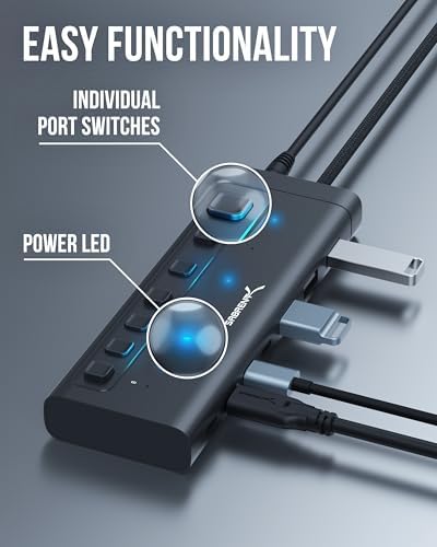 SABRENT 7-Port USB-C Hub, 48W Powered, 5Gbps, 3 USB-A + 4 USB-C (HB-3A4C) - Image 2