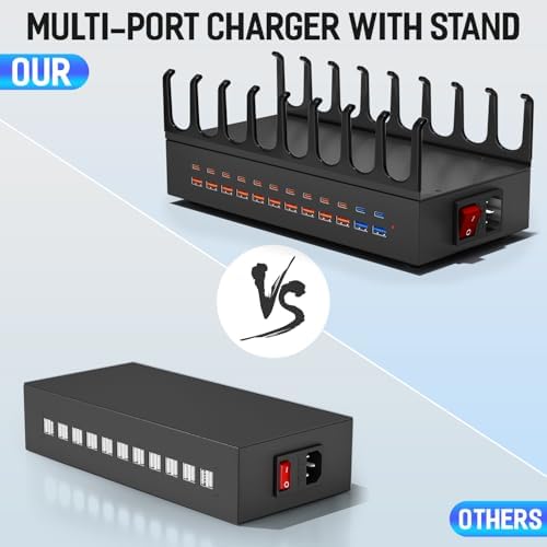350W Charging Station for Multiple Devices, 24 Ports USB Fast Charging Station, Charger Station Organizer Compatible with Kindle,Tablet, iPad, Charger Station for Home, Office - Image 3