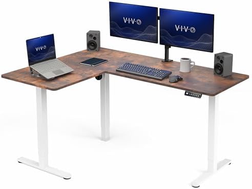 VIVO Rustic Vintage Brown 63 x 47 in Corner Standing Desk, DESK-E3CTWN-47 by VIVO
