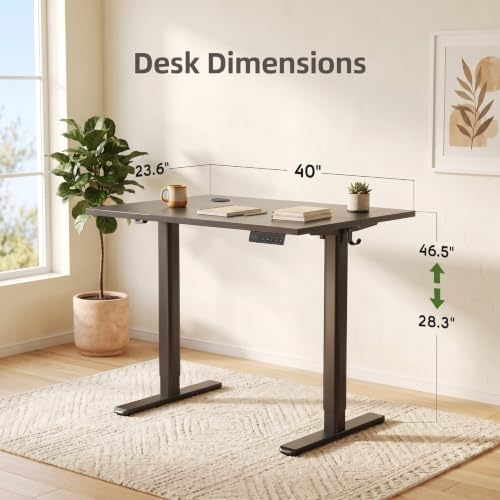 Claiks Electric Height Adjustable Standing Desk, 40x24 Inch, Deep Black - Image 3