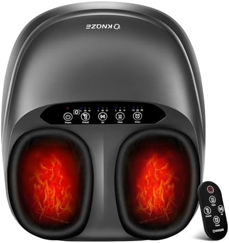 KNQZE Shiatsu Foot Massager with Heat, Compression, Deep Kneading Foot Massage for Plantar Fasciitis Relief, Remote Control, Multi Massage Modes, Auto Shut-Off Timer, FSA Eligible, Fathers Day Gift by KNQZE