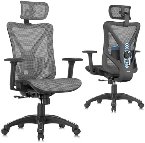 ELABEST Mesh Office Chair,Ergonomic Computer Desk Chair,Sturdy Task Chair- Adjustable Lumbar Support & Armrests,Tilt Function,Comfort Wide Seat,Swivel Home Office Chair (Graphite) by ELABEST