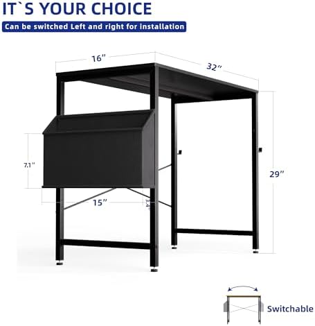 Pamray 32 Inch Computer Desk for Small Spaces with Storage Bag, Home Office Work Desk with Headphone Hook, Small Study Writing Table - Image 3