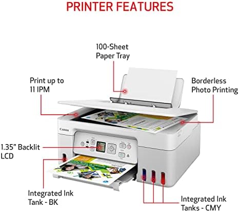 Canon MegaTank G3270 All-in-One Wireless Inkjet Printer. for Home Use, Print, Scan and Copy,White - Image 2