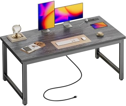 Huuger 55 x 24 inch Desk with Power Outlets & 0.95 Inch Thicker Desktop by Huuger